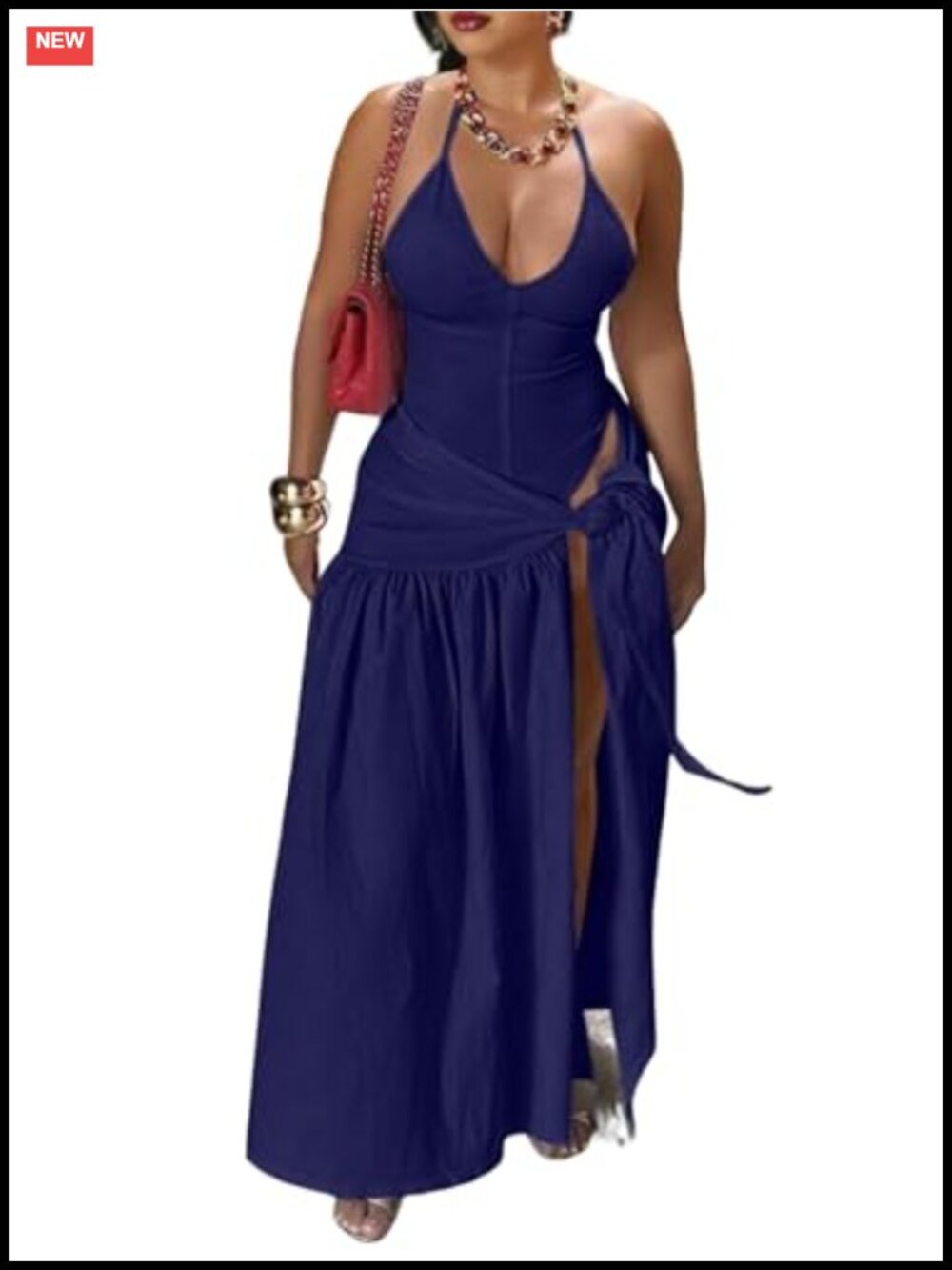 Women's 2 Piece Maxi Skirt Set Halter Bodysuit Summer Beach Vacation Outfit